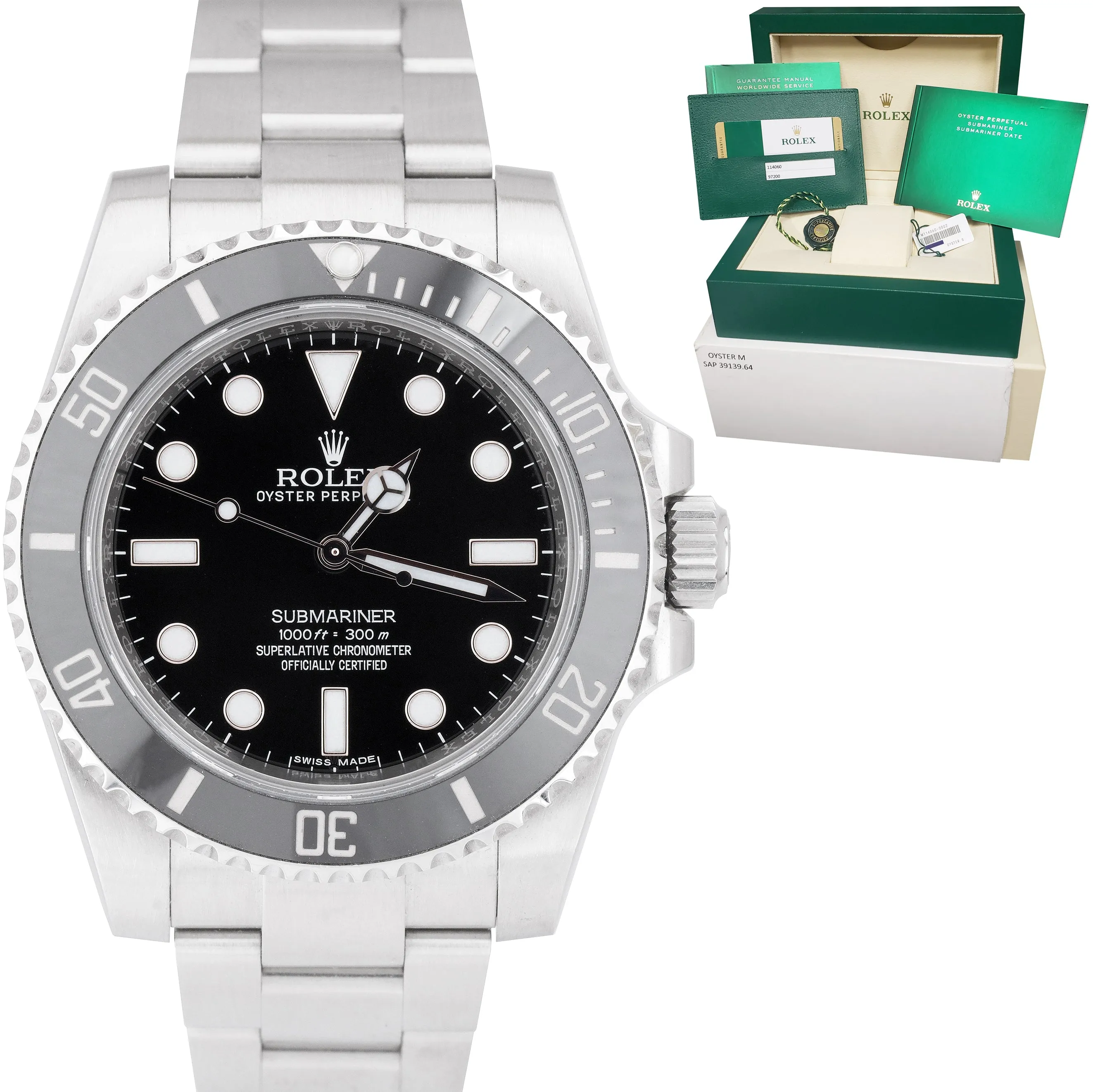 2017 UNPOLISHED Rolex Submariner No-Date Stainless Steel 40mm Watch 114060 B P