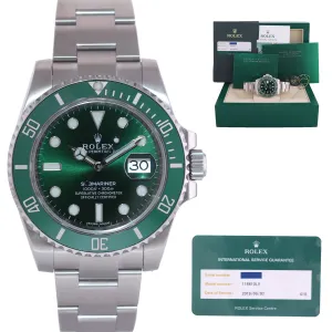 2019 RSC PAPERS Rolex Submariner Hulk Green Ceramic 116610LV Steel Watch Box