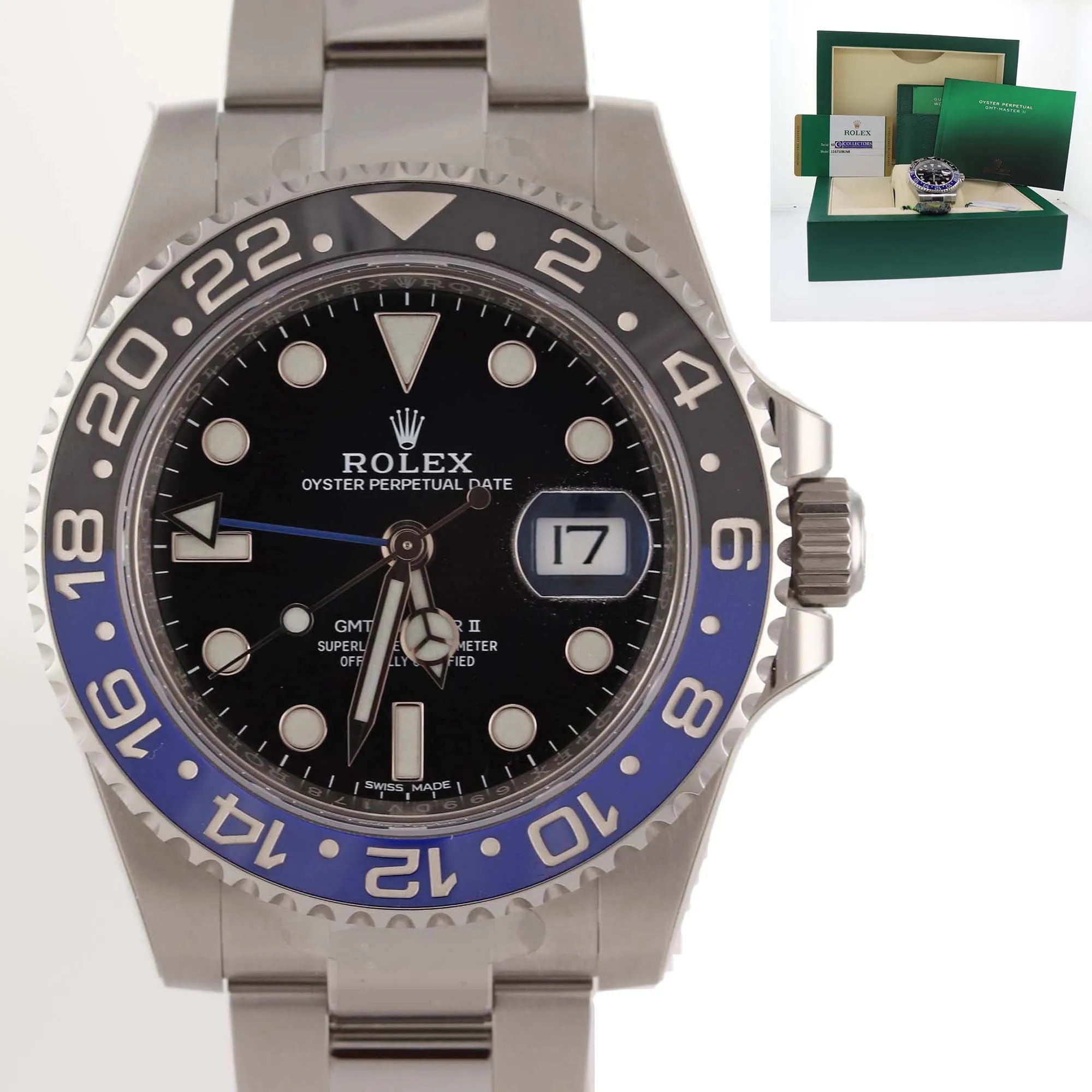 2019 STICKERS PAPERS Rolex GMT Master Batman Blue Ceramic 116710 Watch