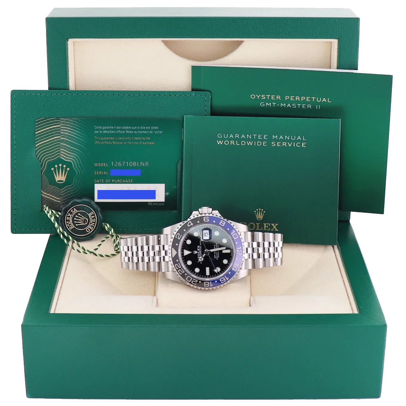 2020 NEW Papers Rolex GMT Master Batman Blue Jubilee Ceramic 126710 Watch Box