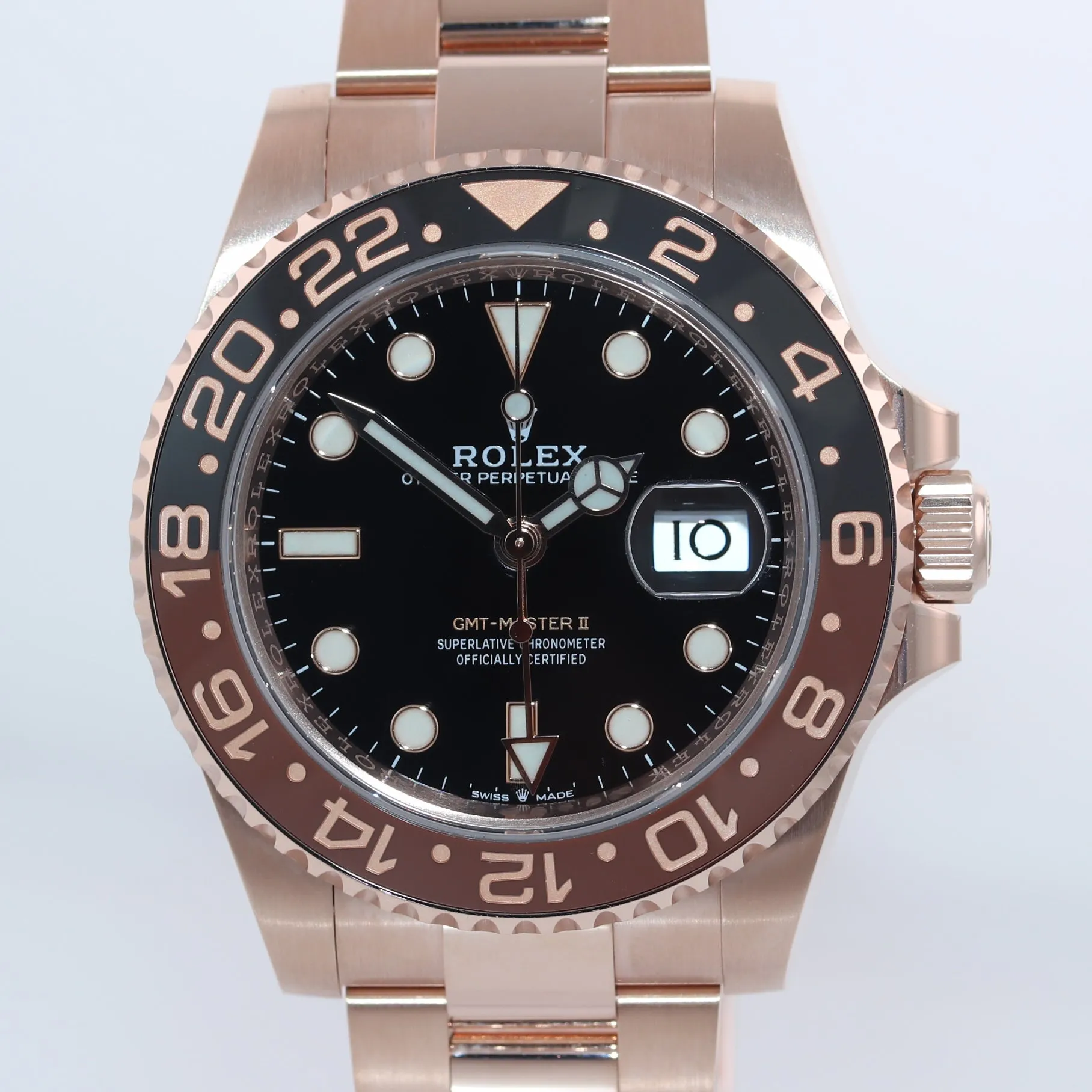 2020 PAPERS Rolex GMT Master Root Beer Ceramic Rose Gold 126715 Watch Box