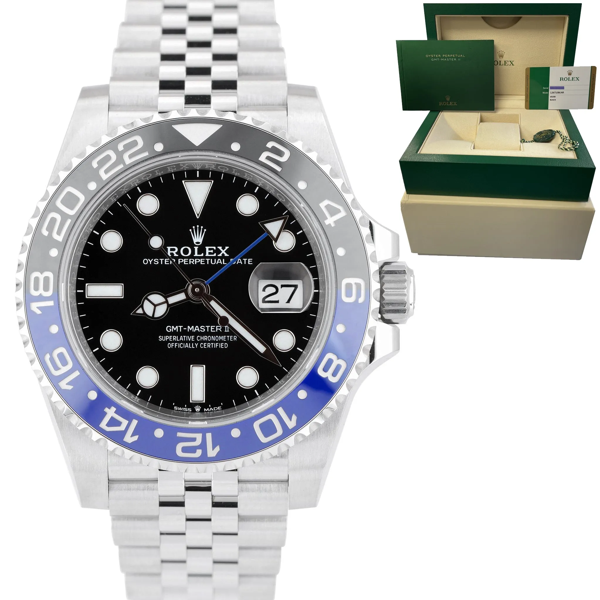 2020 UNPOLISHED Rolex GMT-Master II Batman Black Blue Ceramic 40mm 126710 BLNR