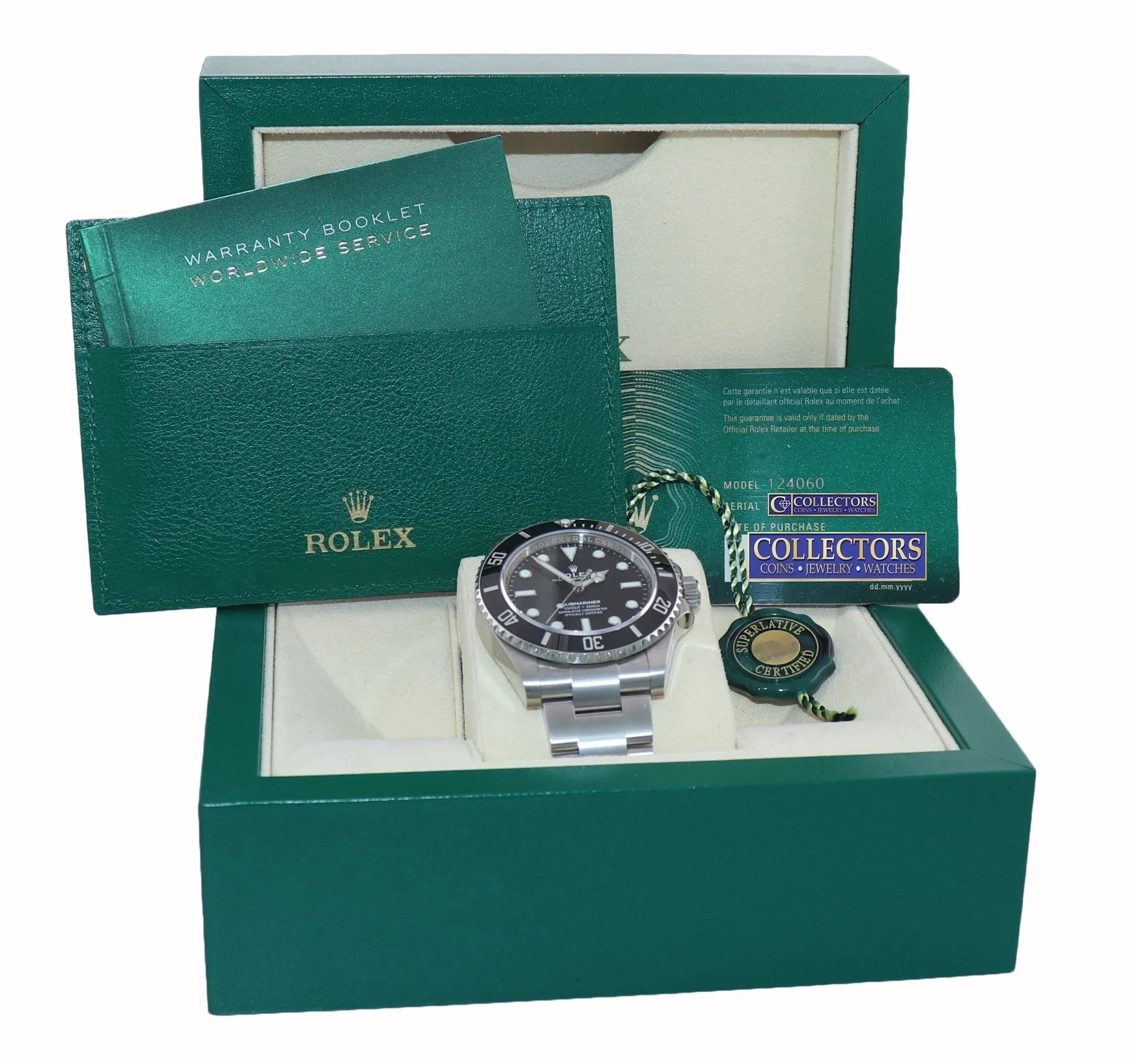 2021 MINT PAPERS Rolex Submariner 41mm Black Ceramic 124060LN No Date Watch
