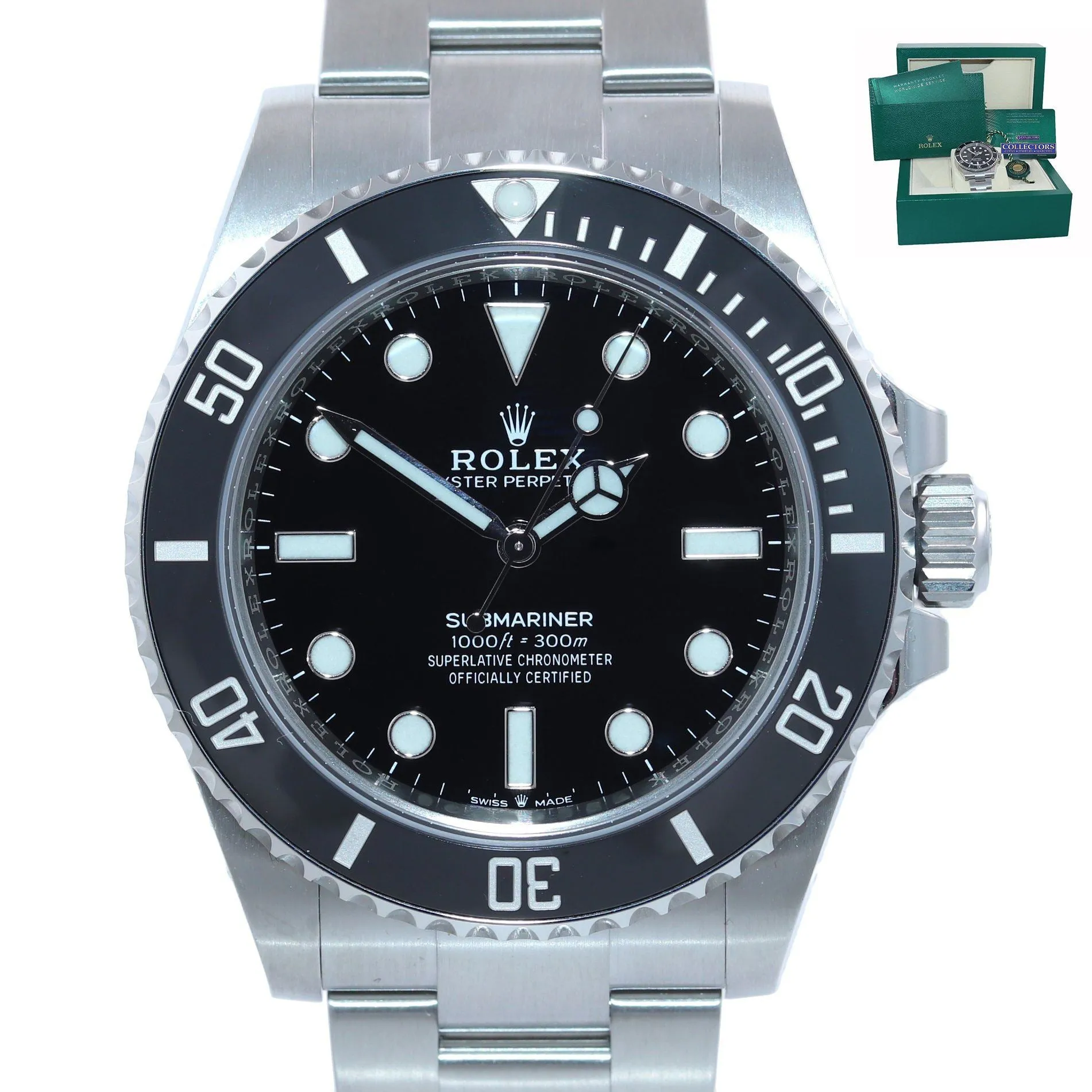 2021 MINT PAPERS Rolex Submariner 41mm Black Ceramic 124060LN No Date Watch