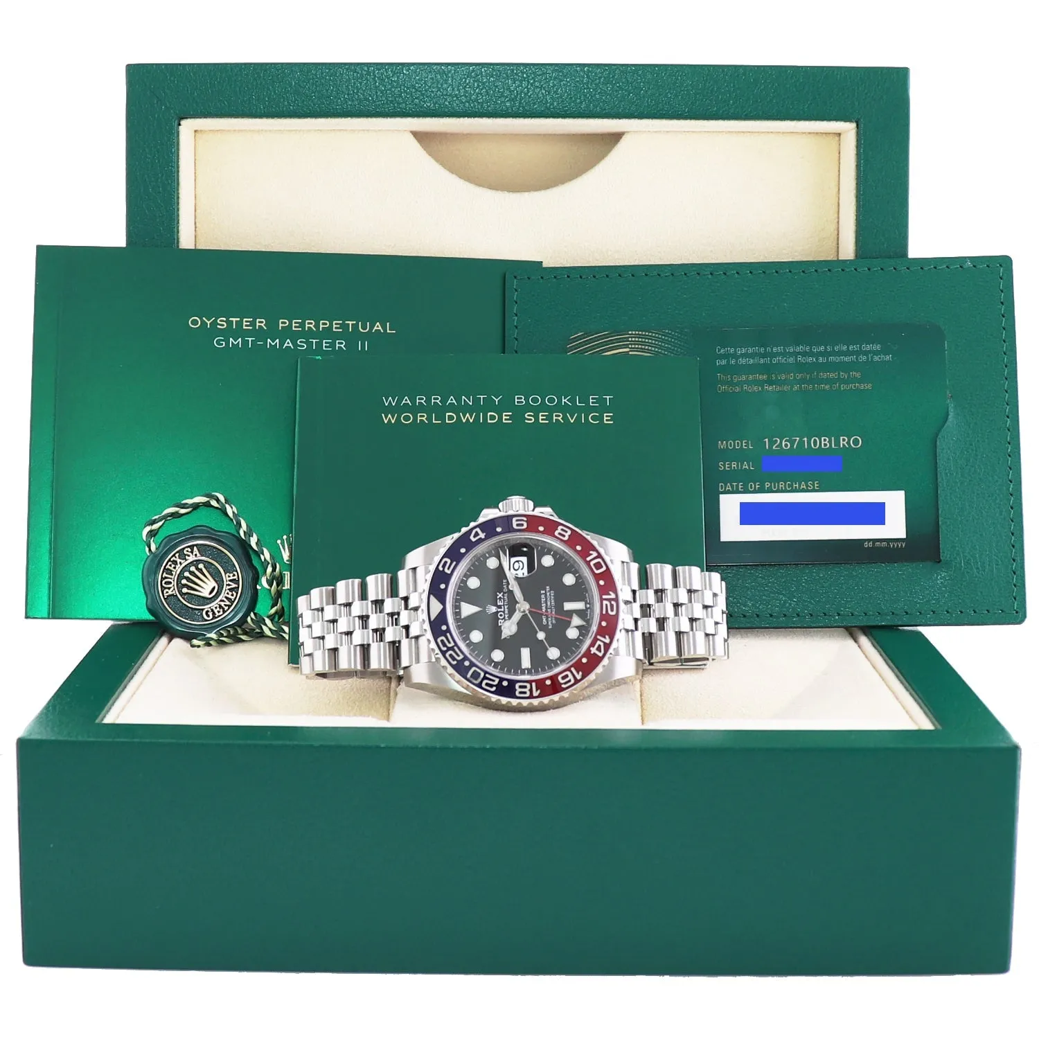 2021 NEW PAPERS Rolex 126710 BLRO GMT Master PEPSI Blue Ceramic Jubilee Watch