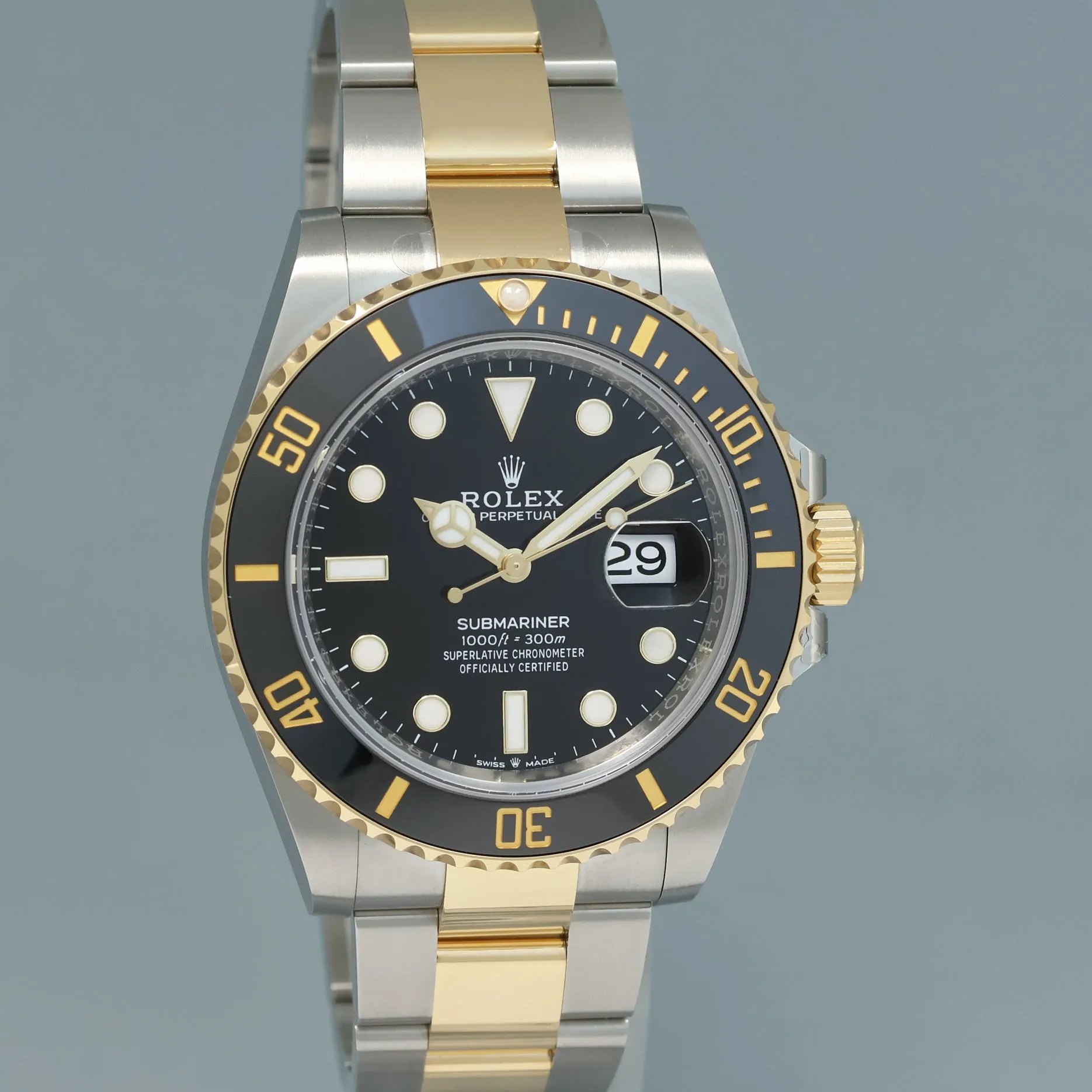 2021 NEW PAPERS Rolex Submariner 41mm Black 126613LN Two Tone Gold Steel Watch