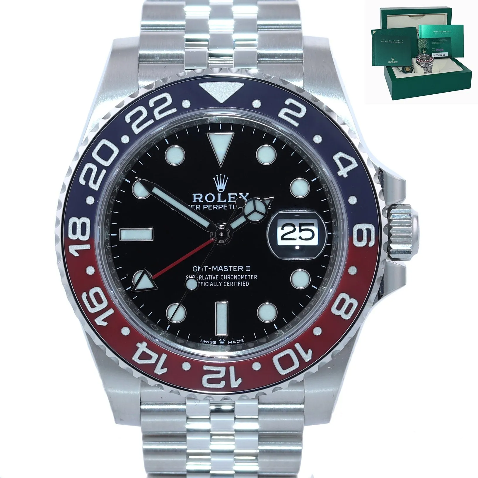 2022 NEW PAPERS Rolex GMT Master PEPSI Blue Ceramic Jubilee 126710 Watch Box