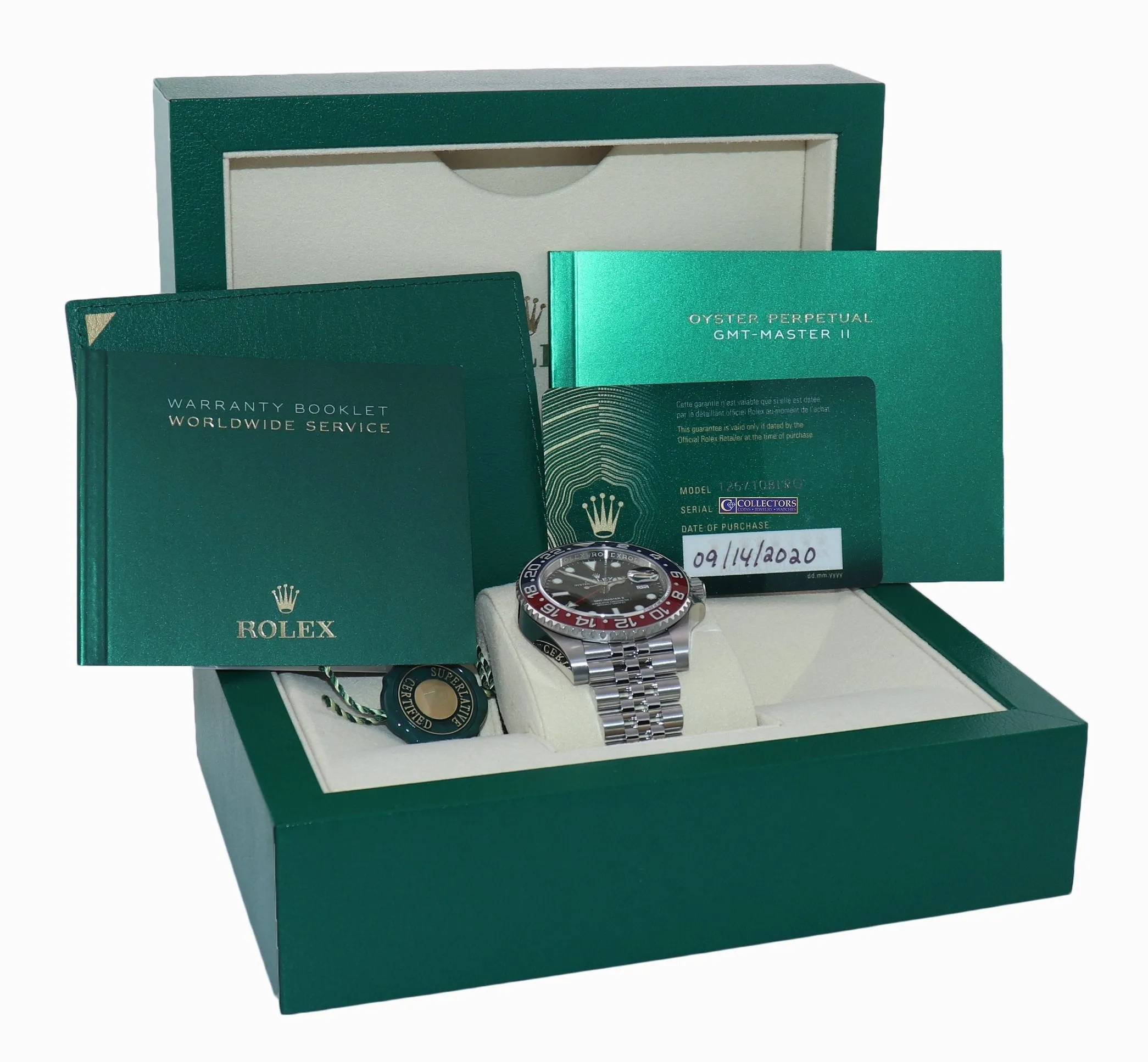 2022 NEW PAPERS Rolex GMT Master PEPSI Blue Ceramic Jubilee 126710 Watch Box