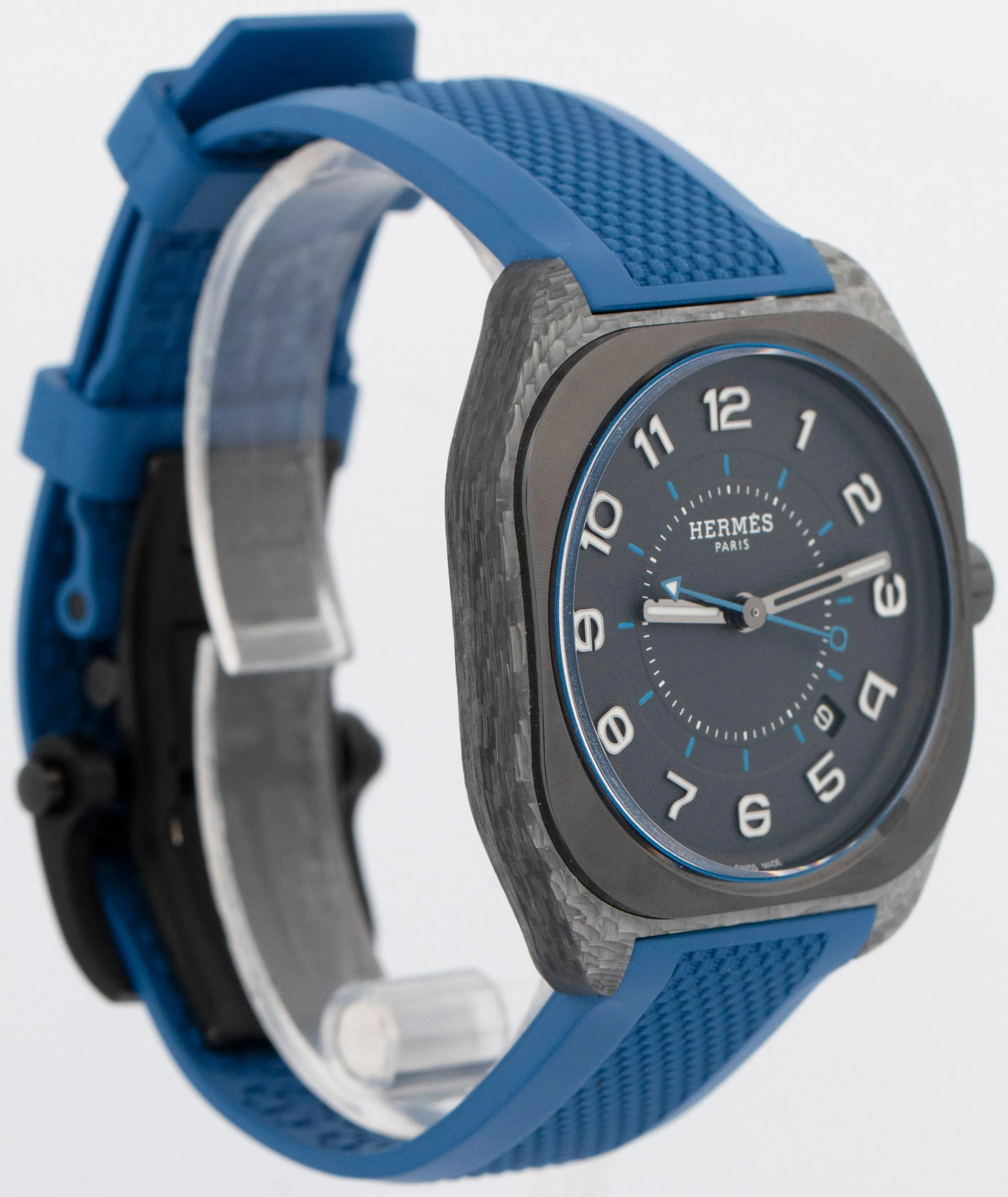 2023 PAPERS Hermes H08 Titanium Black 39mm Carbon Fiber Blue SP1.746A BOX