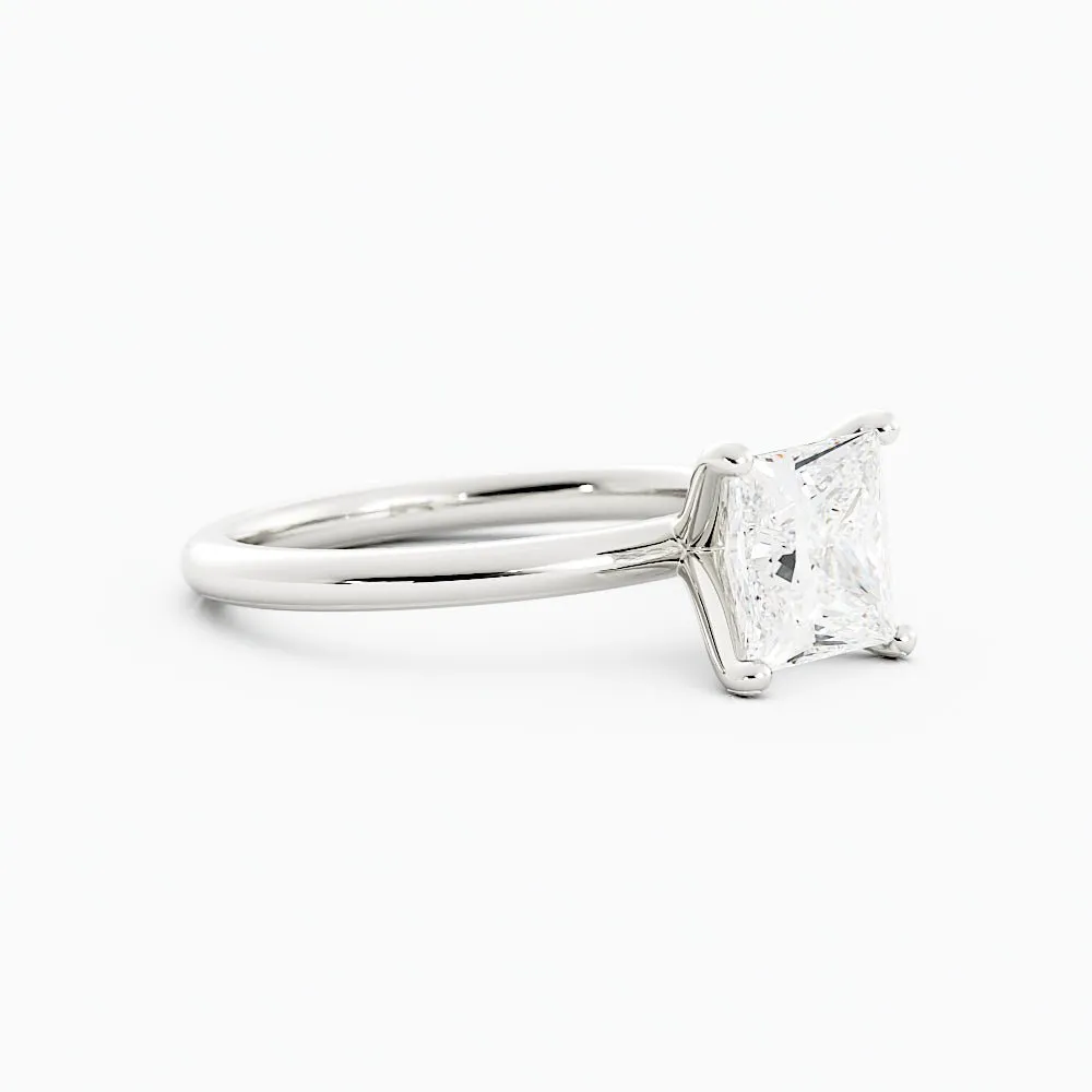 2.3 Carat Princess Cut Moissanite Engagement Ring 14k White Gold