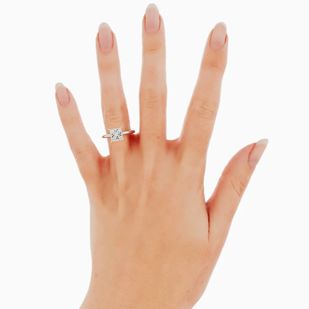 2.3 Carat Princess Cut Moissanite Engagement Ring 14k White Gold