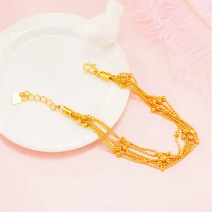 24K Gold-Plated Round Bead Layered Station Bracelet