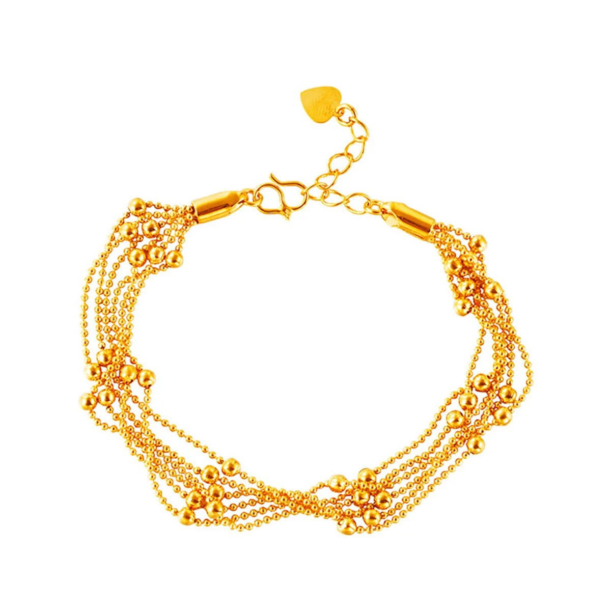 24K Gold-Plated Round Bead Layered Station Bracelet