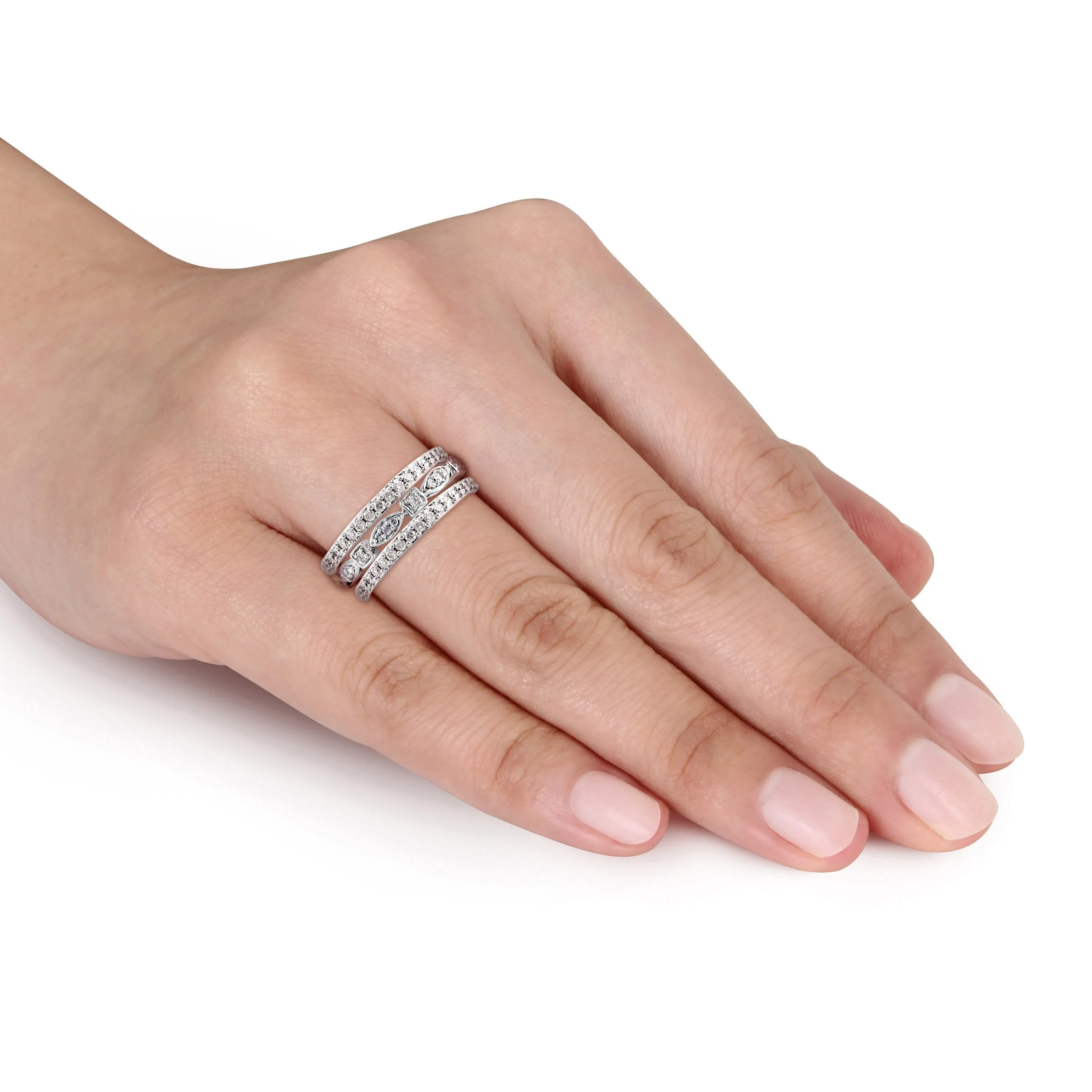 3 Pc Set Of 10KW 3/4ct TDW Fashion & Semi Eternity Rings G-H I2-I3