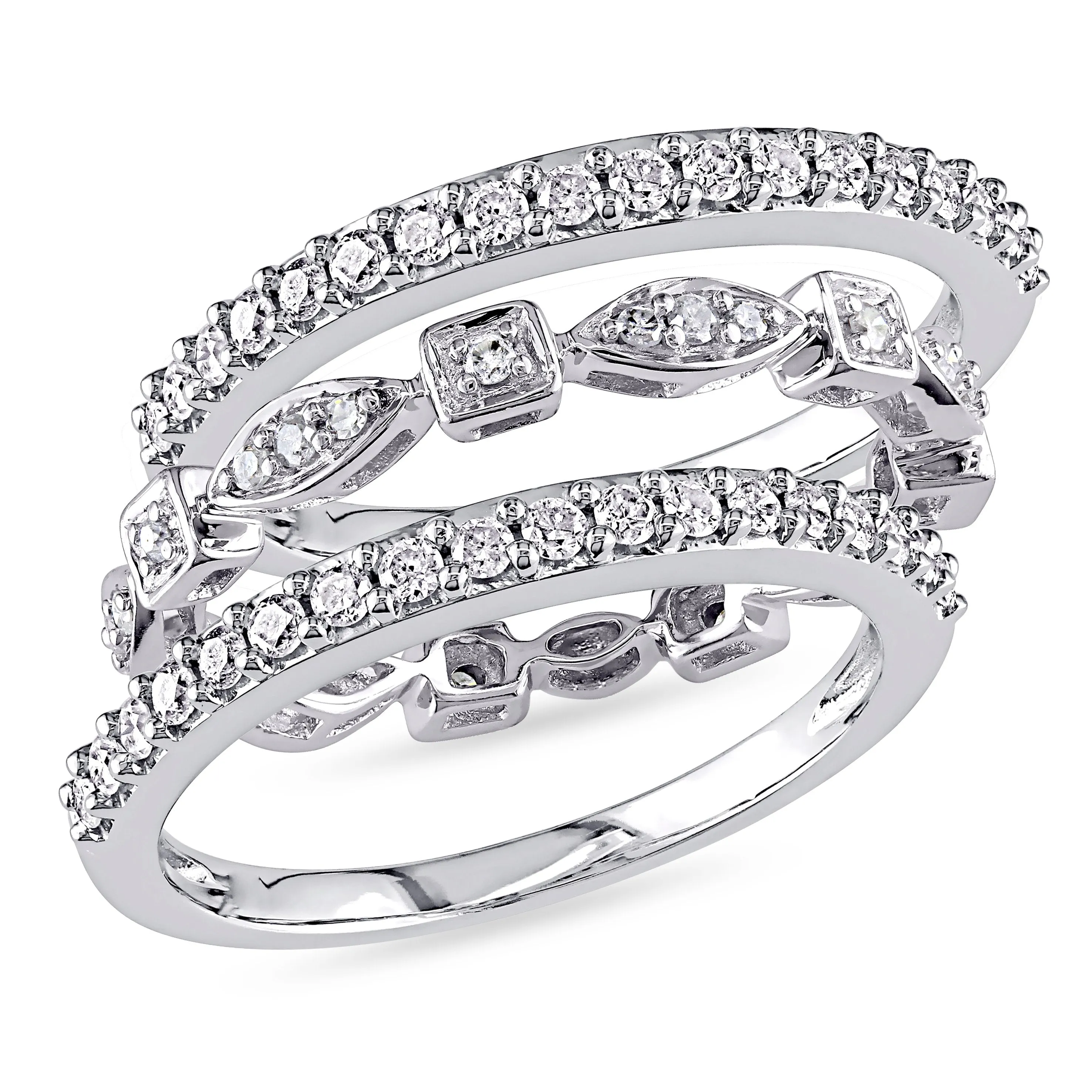 3 Pc Set Of 10KW 3/4ct TDW Fashion & Semi Eternity Rings G-H I2-I3