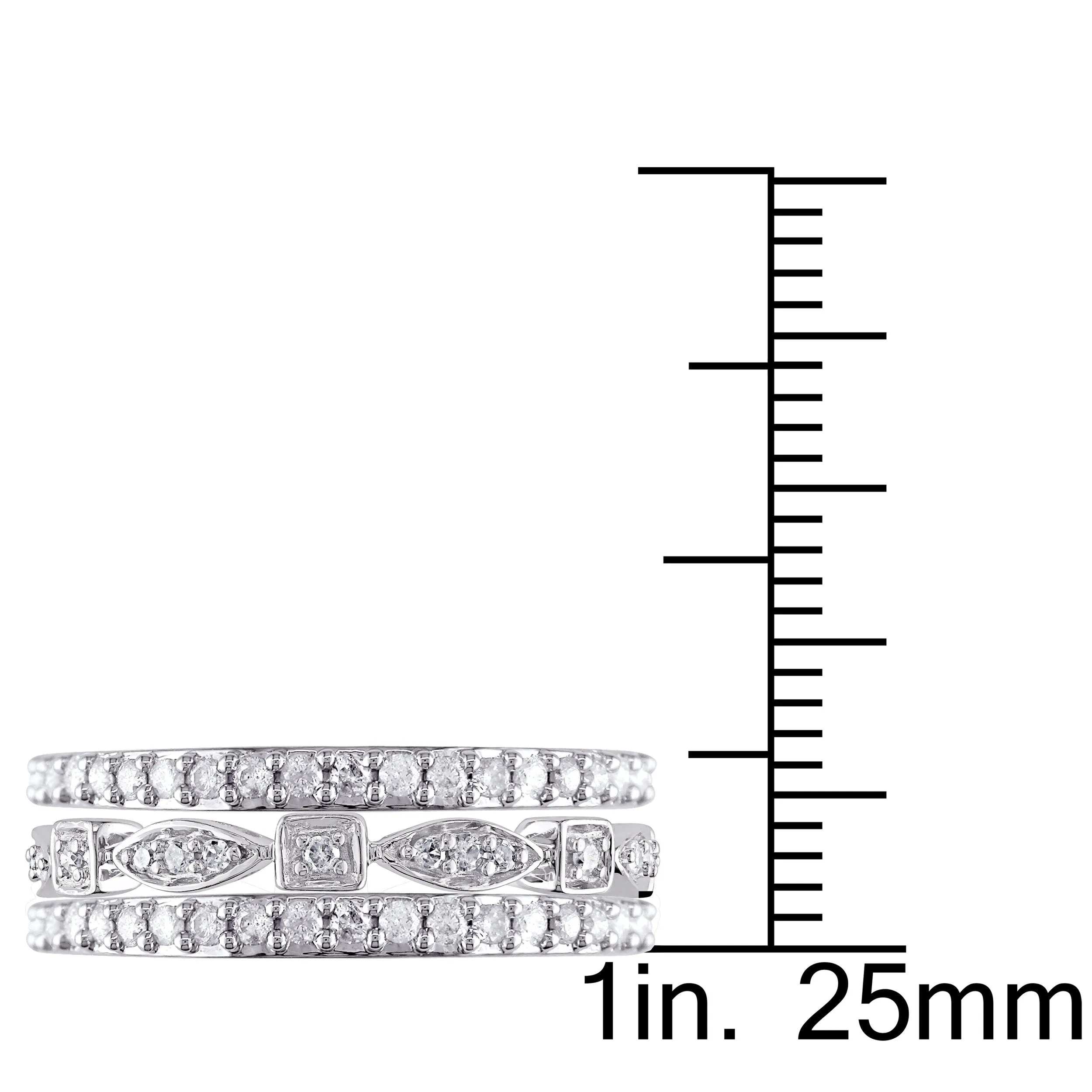 3 Pc Set Of 10KW 3/4ct TDW Fashion & Semi Eternity Rings G-H I2-I3