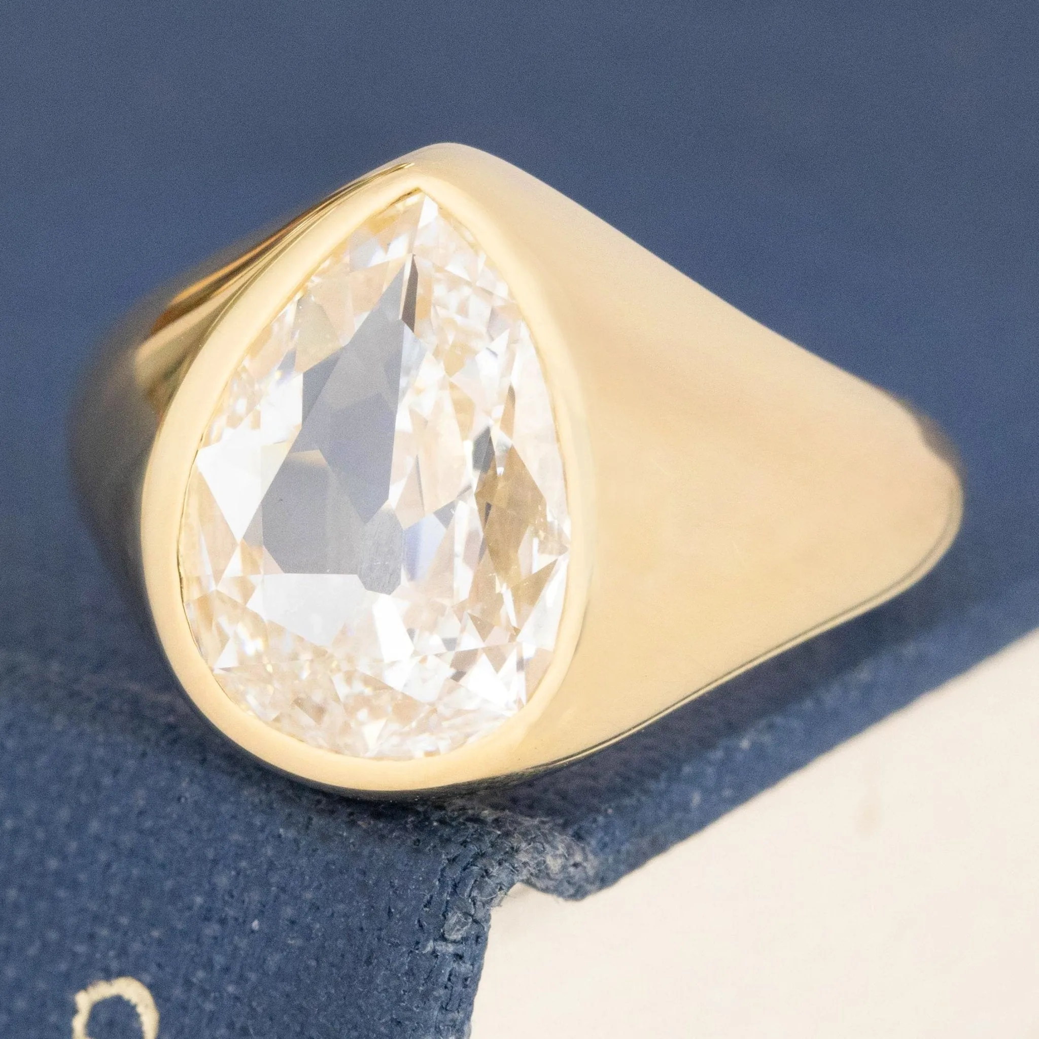 3.00ct Pear Cut Diamond Bezel Solitaire