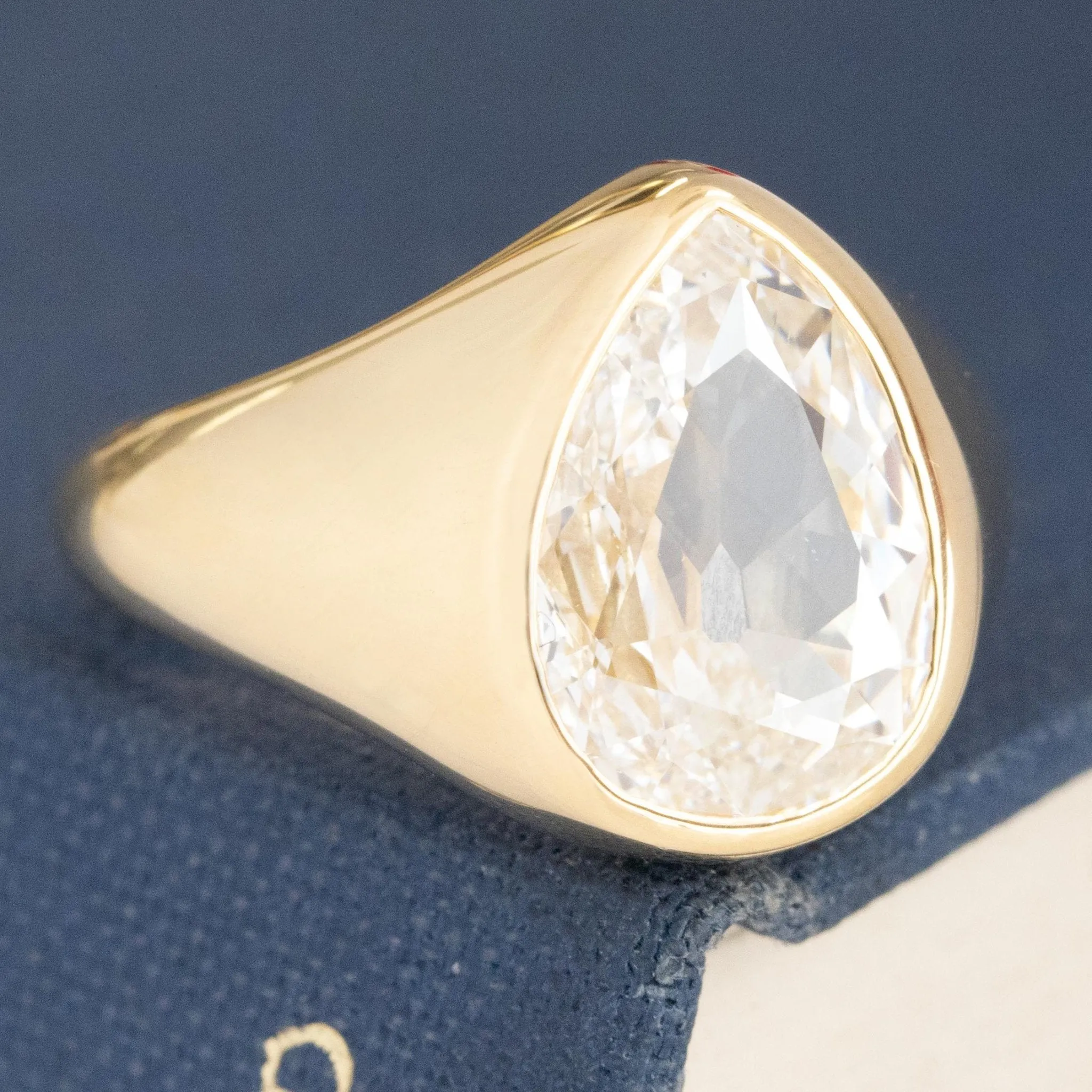 3.00ct Pear Cut Diamond Bezel Solitaire