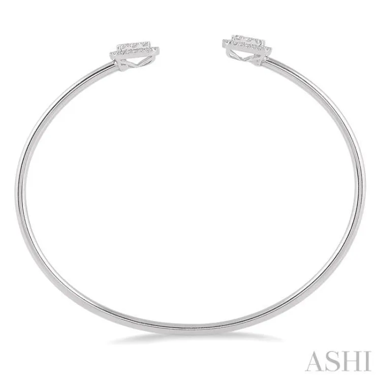 3/4 ctw Cushion Shape Lovebright Open Cuff Diamond Bangle in 14K White Gold