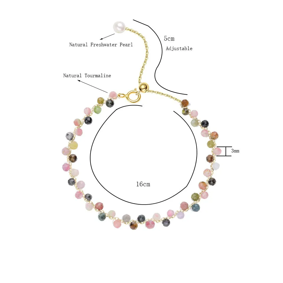 3mm Natural Stone Tourmaline Bracelet for Women