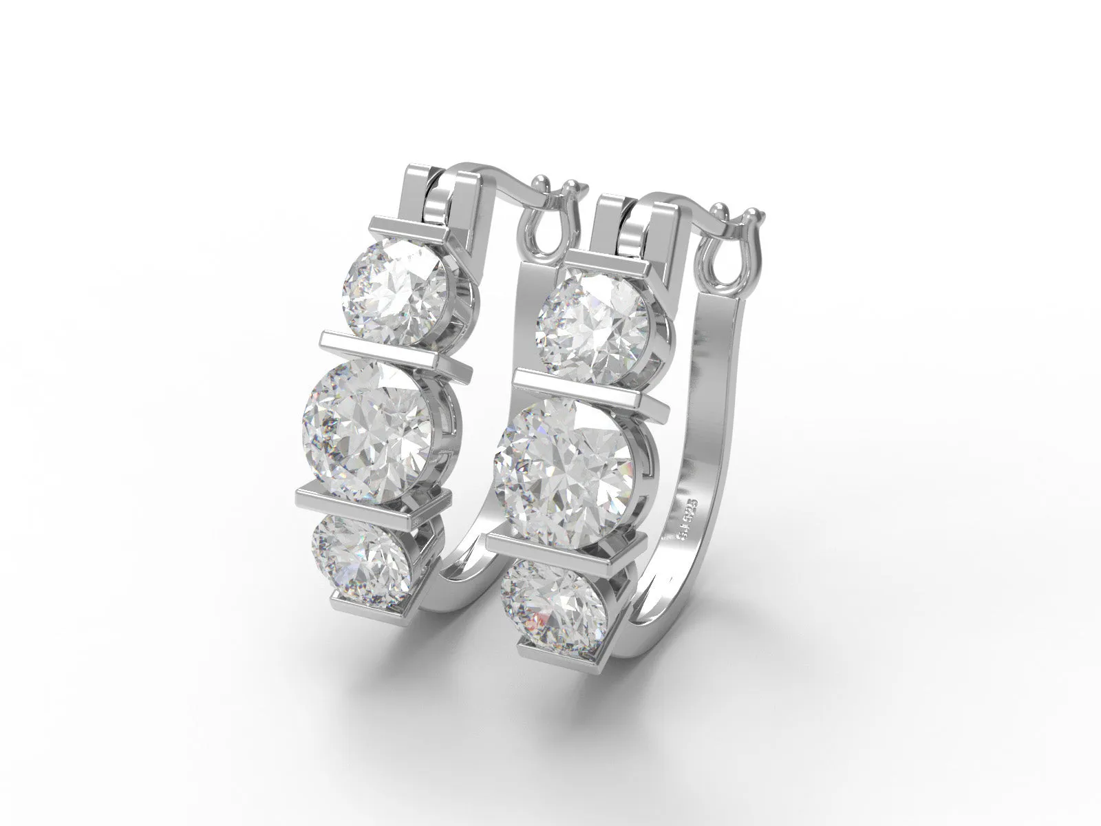 4.8 Ctw Round Moissanite 925 Sterling Silver Huggie Hoop Women Wedding Earrings