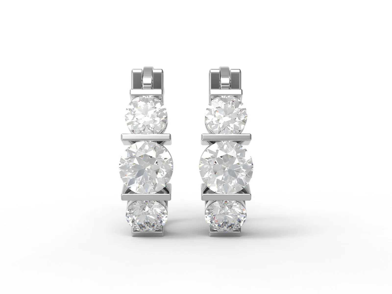 4.8 Ctw Round Moissanite 925 Sterling Silver Huggie Hoop Women Wedding Earrings