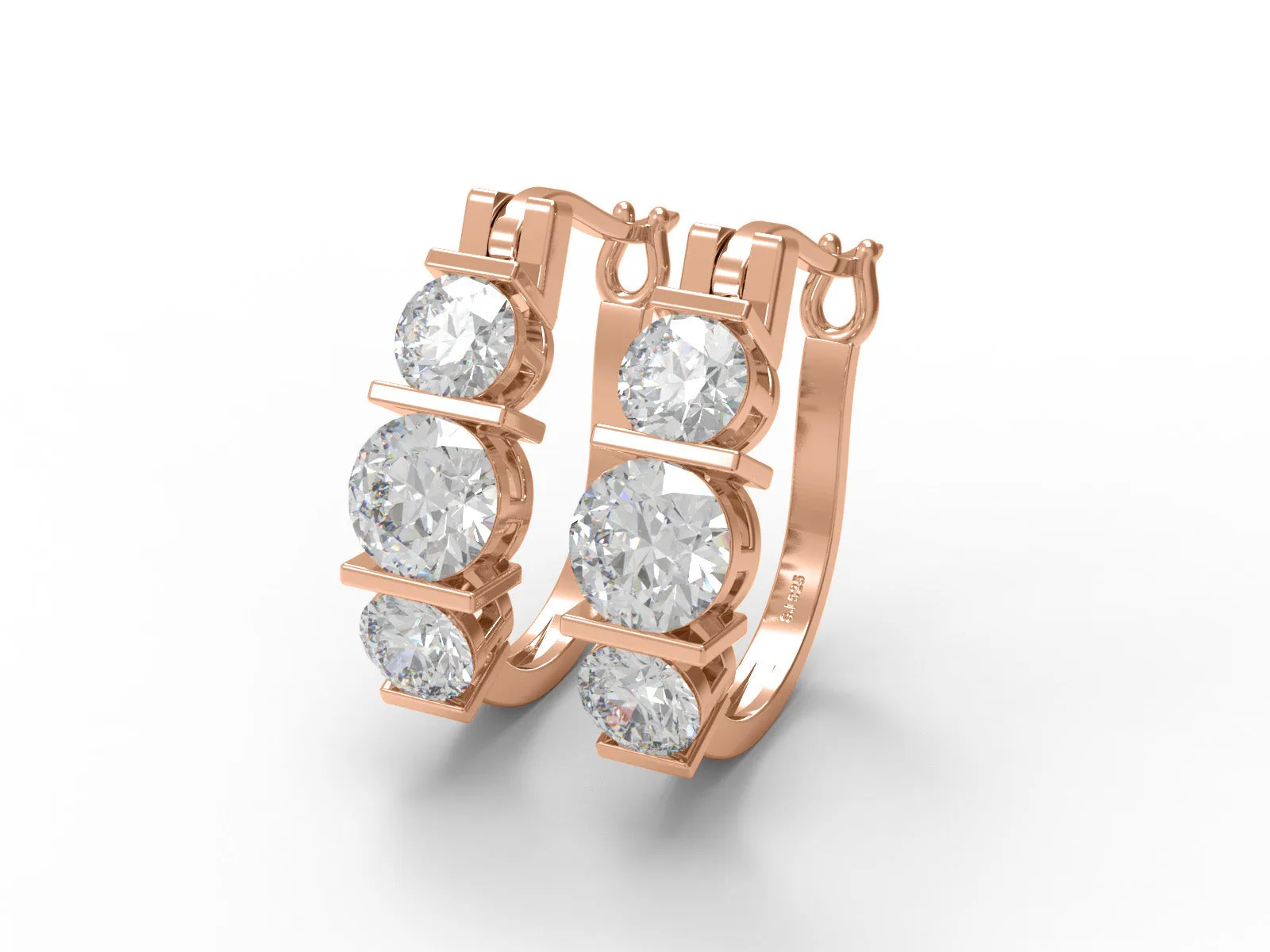 4.8 Ctw Round Moissanite 925 Sterling Silver Huggie Hoop Women Wedding Earrings
