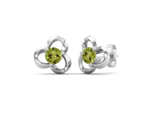 4mm Round Shape Peridot 925 Sterling Silver Solitaire Women Stud Earrings