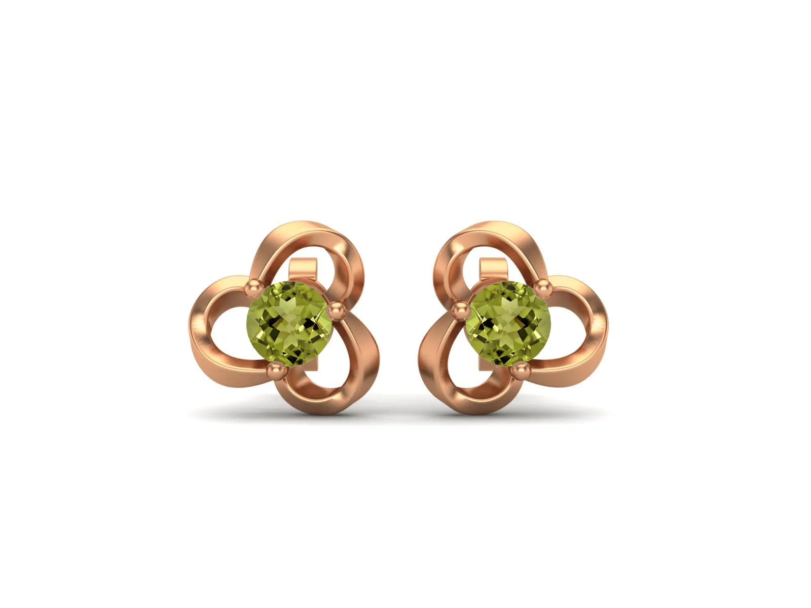 4mm Round Shape Peridot 925 Sterling Silver Solitaire Women Stud Earrings