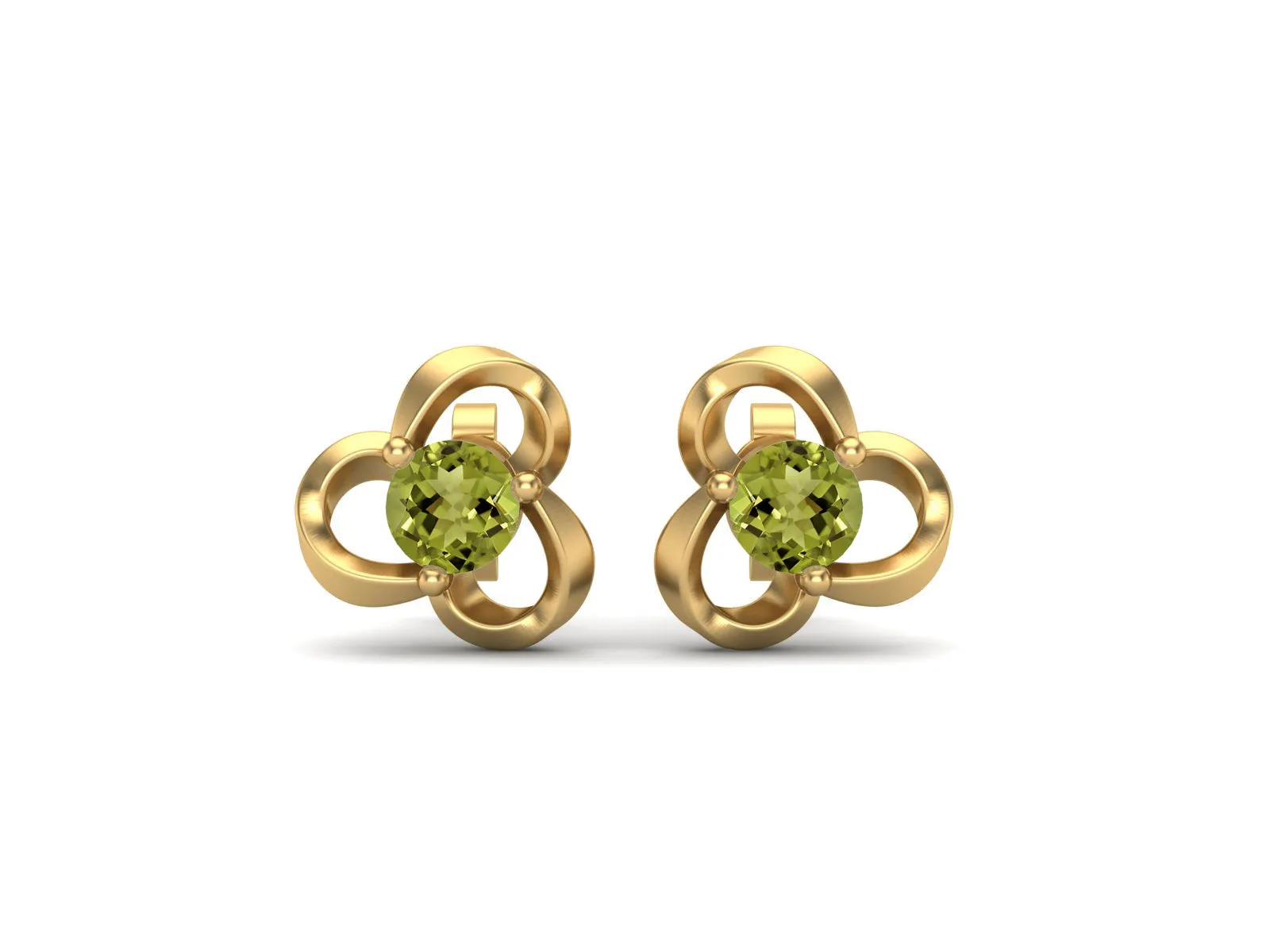 4mm Round Shape Peridot 925 Sterling Silver Solitaire Women Stud Earrings