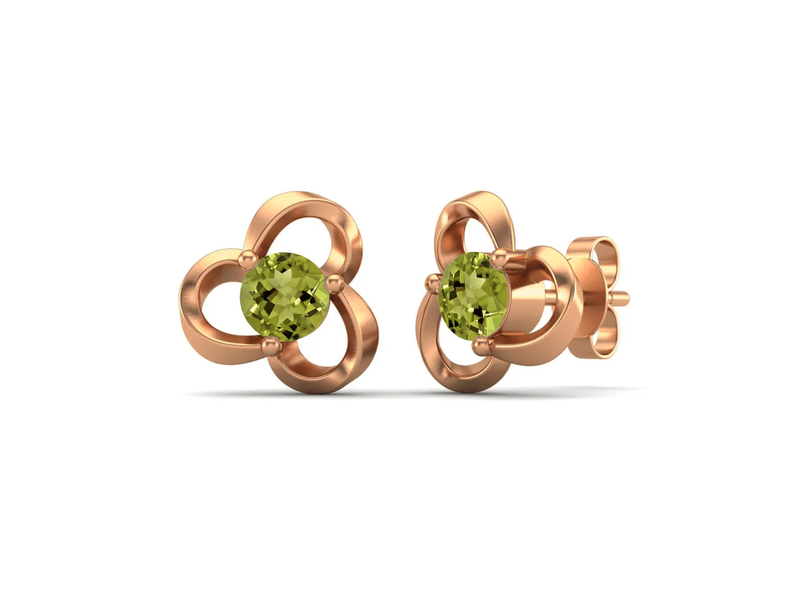 4mm Round Shape Peridot 925 Sterling Silver Solitaire Women Stud Earrings