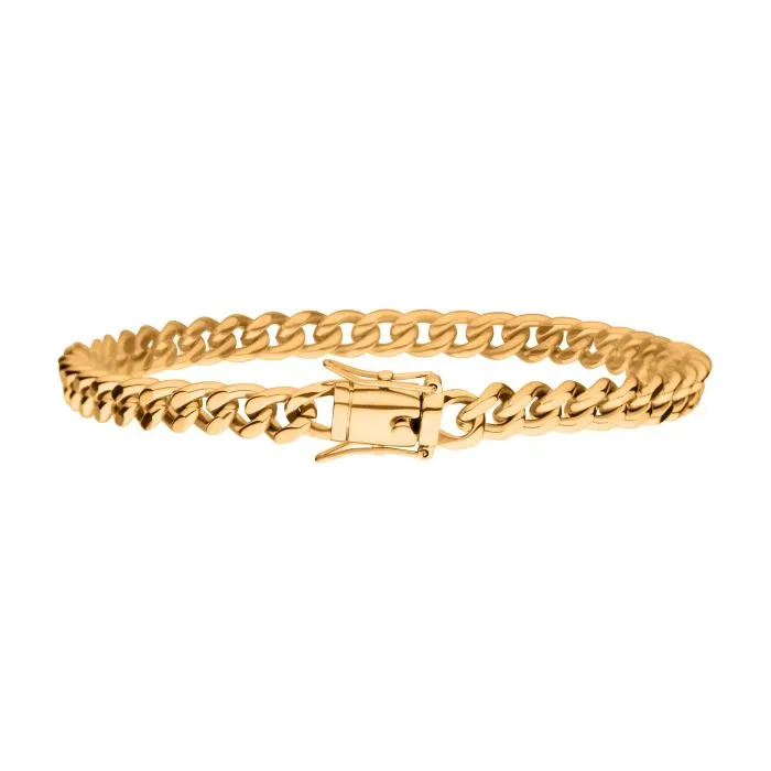 6mm 18K Gold Plated Stainless Steel Miami Cuban Chain 8" Bracelet BR15011GP-0680
