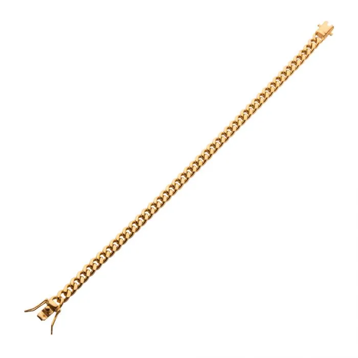 6mm 18K Gold Plated Stainless Steel Miami Cuban Chain 8" Bracelet BR15011GP-0680