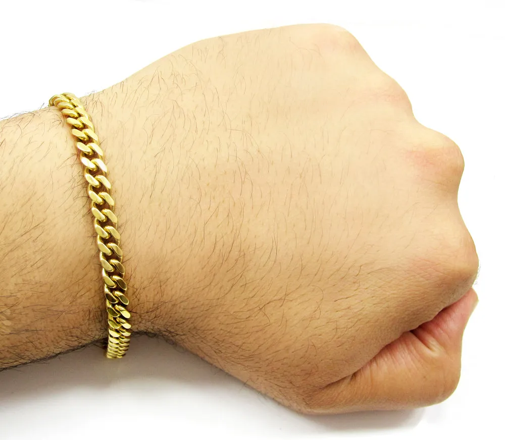 7mm Men's Gold-Plated Sterling Silver Cuban Chain Bracelet 7.5" to 9"