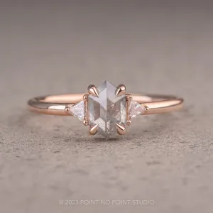 .83 Carat Salt and Pepper Hexagon Diamond Engagement Ring, Zoe Setting, 14K Rose Gold