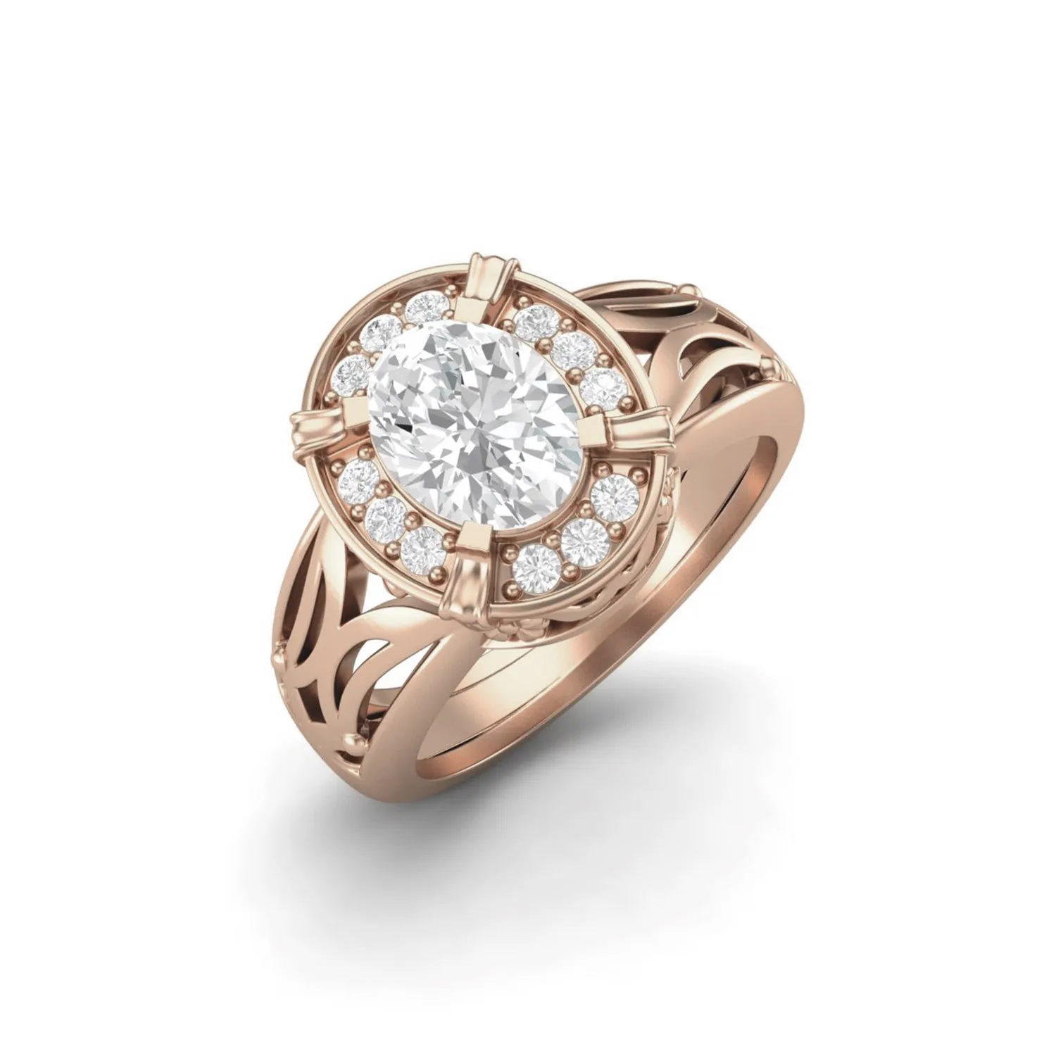 8X6 MM Oval Moissanite 925 Sterling Silver Solitaire Accents Ring