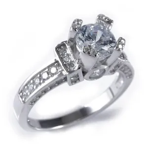 925 Sterling Silver 18k White Gold Accented Solitaire Ring