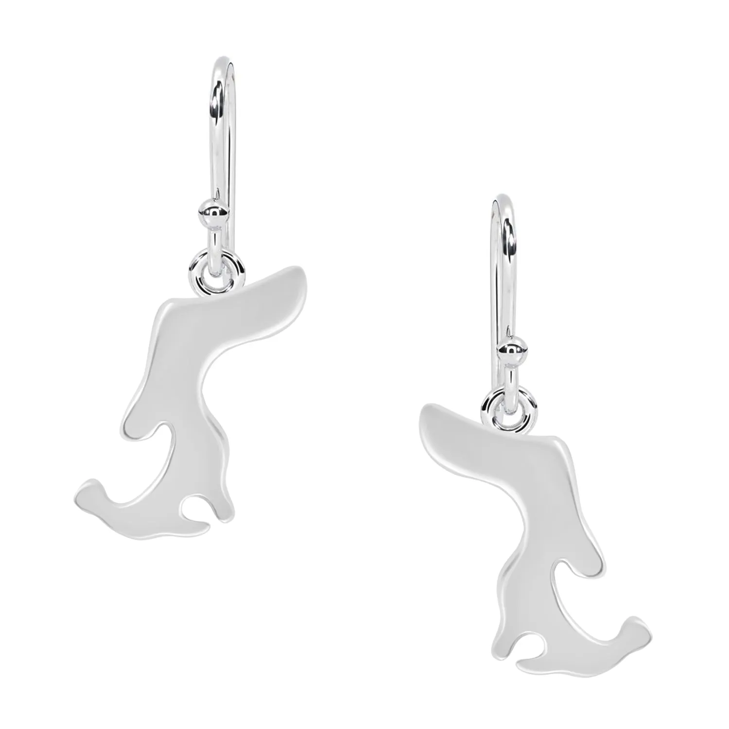 925 Sterling Silver Dachshund Dog Tiny Dangle Animal Earrings For Women