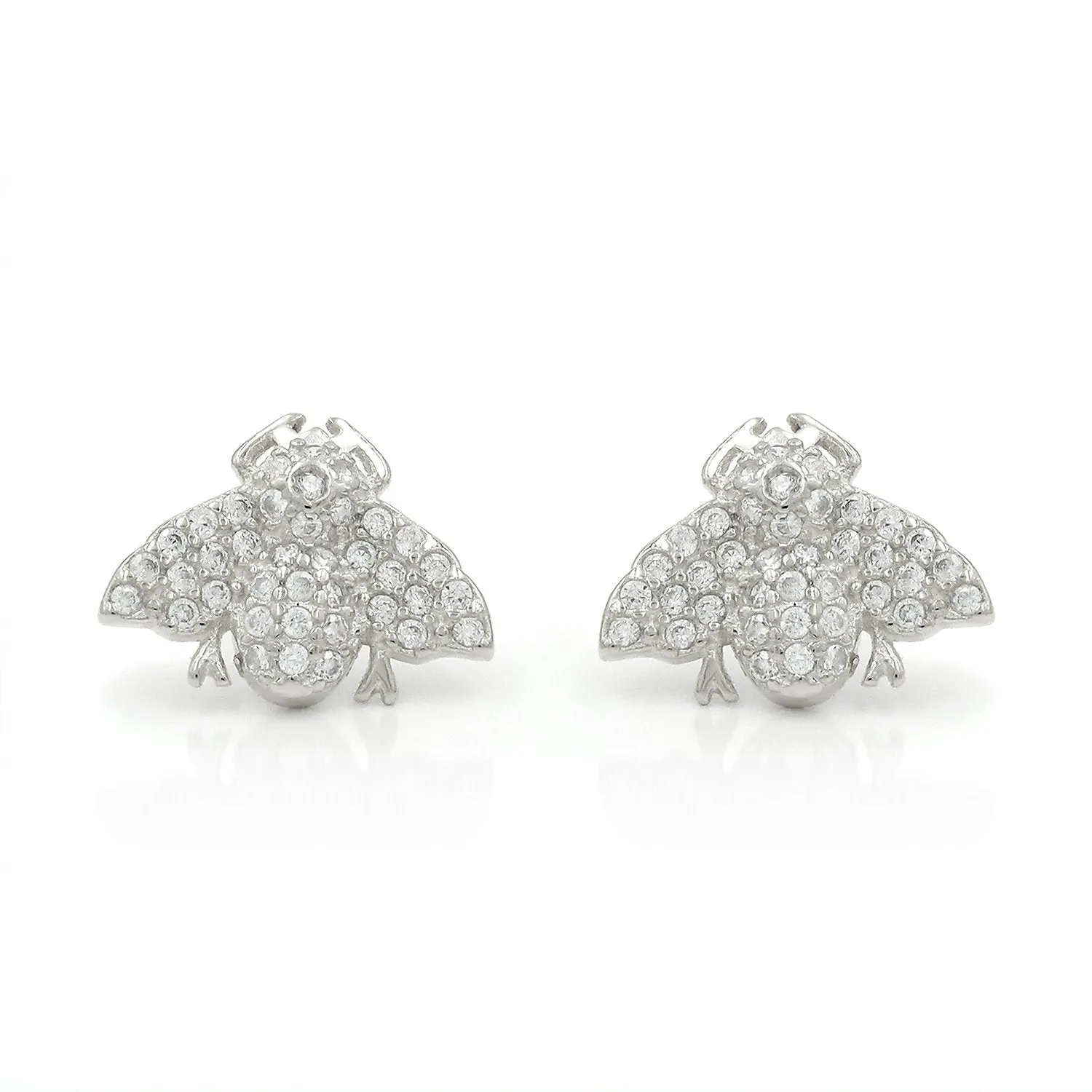 925 Sterling Silver Gold Plated Micro Pave Bumbleebee Minimalist Stud Earrings