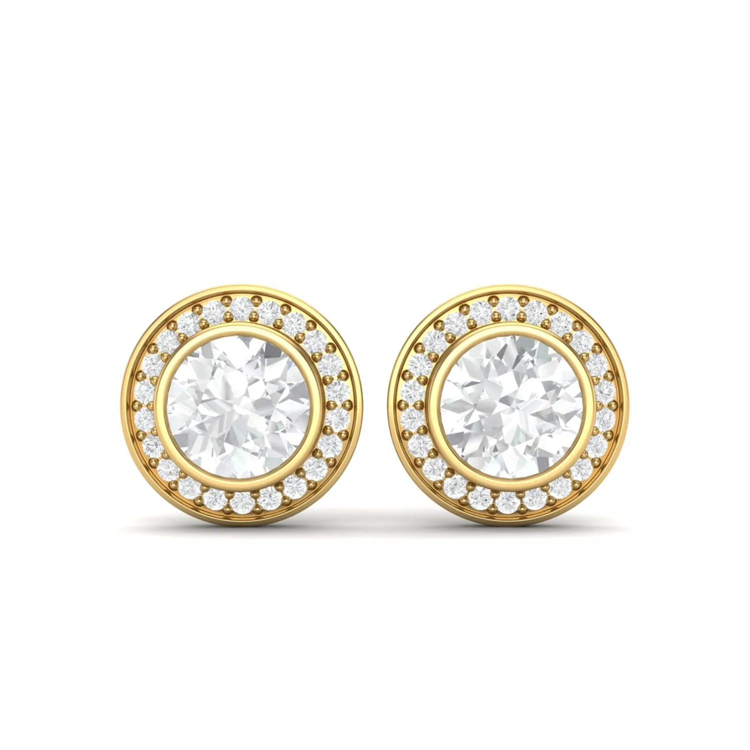 925 Sterling Silver Round Bezel Set Moissanite Minimalist Stud Women Earrings