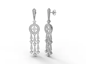 925 Sterling Silver Round Moissanite Dangle Drop Chandelier Earrings For Women