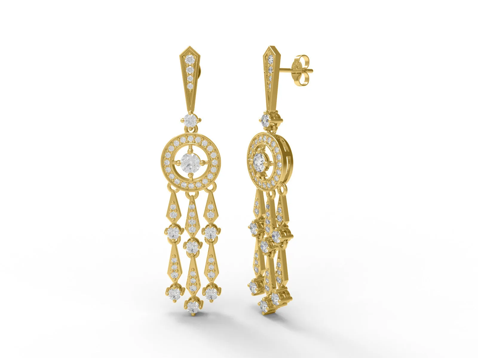 925 Sterling Silver Round Moissanite Dangle Drop Chandelier Earrings For Women