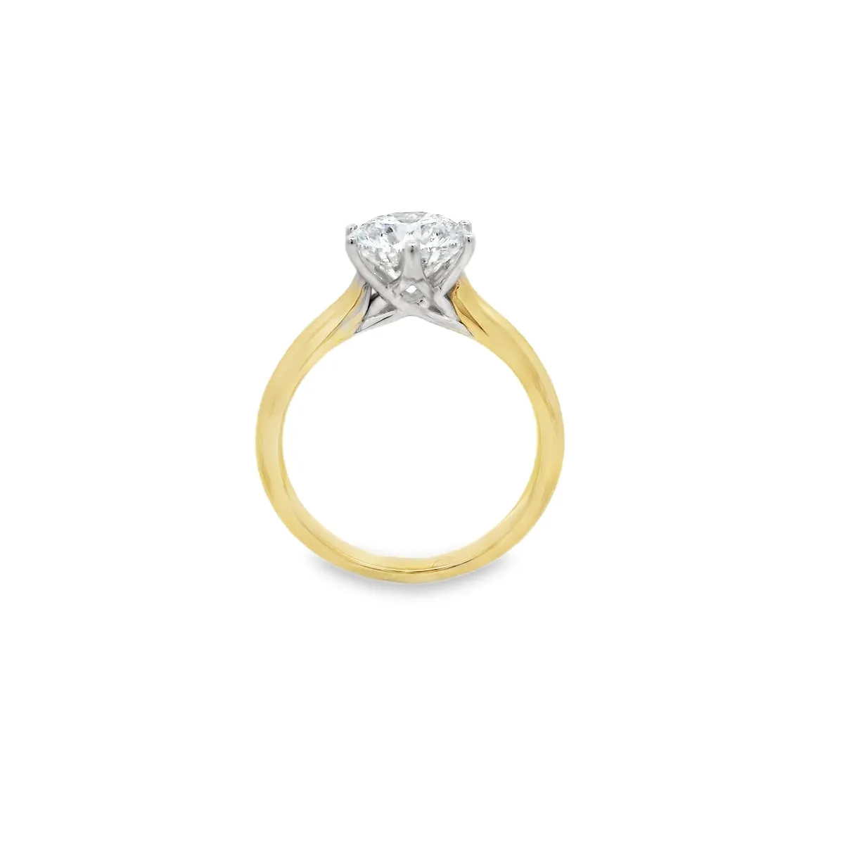 9ct Yellow & White Gold 2.0ct Round Brilliant Lab Grown Diamond Solitaire Ring