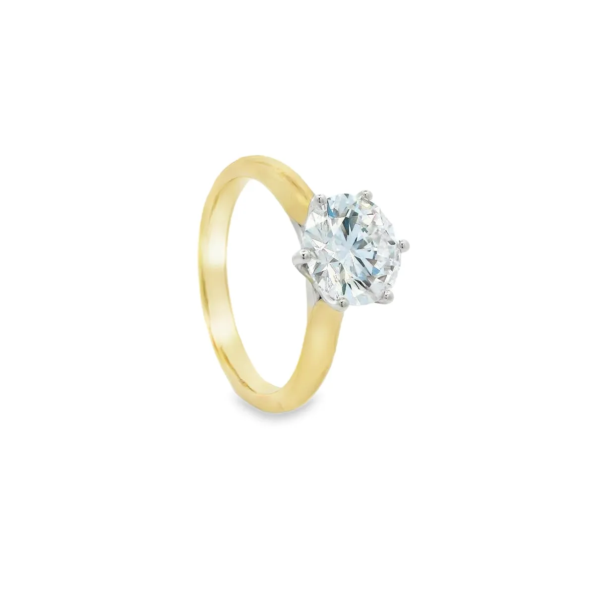 9ct Yellow & White Gold 2.0ct Round Brilliant Lab Grown Diamond Solitaire Ring