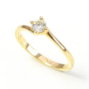 9ct Yellow Gold & 0.25ct Round Brilliant Cut Diamond Solitaire Twist Engagement Ring