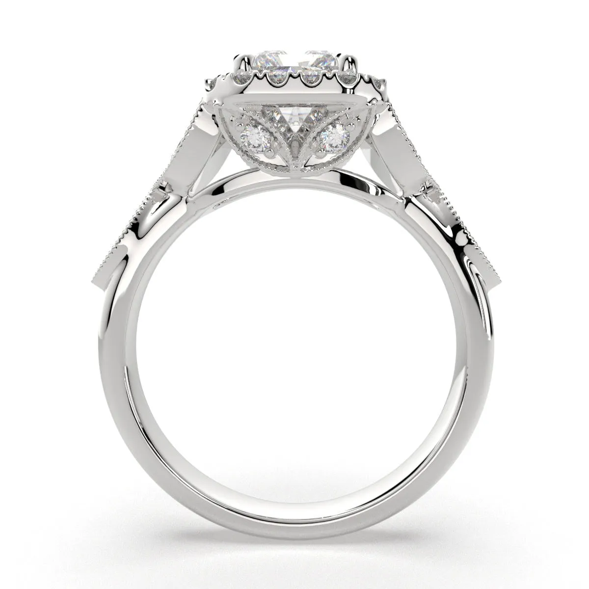 Ada Radiant Cut Halo Pave Engagement Ring Setting