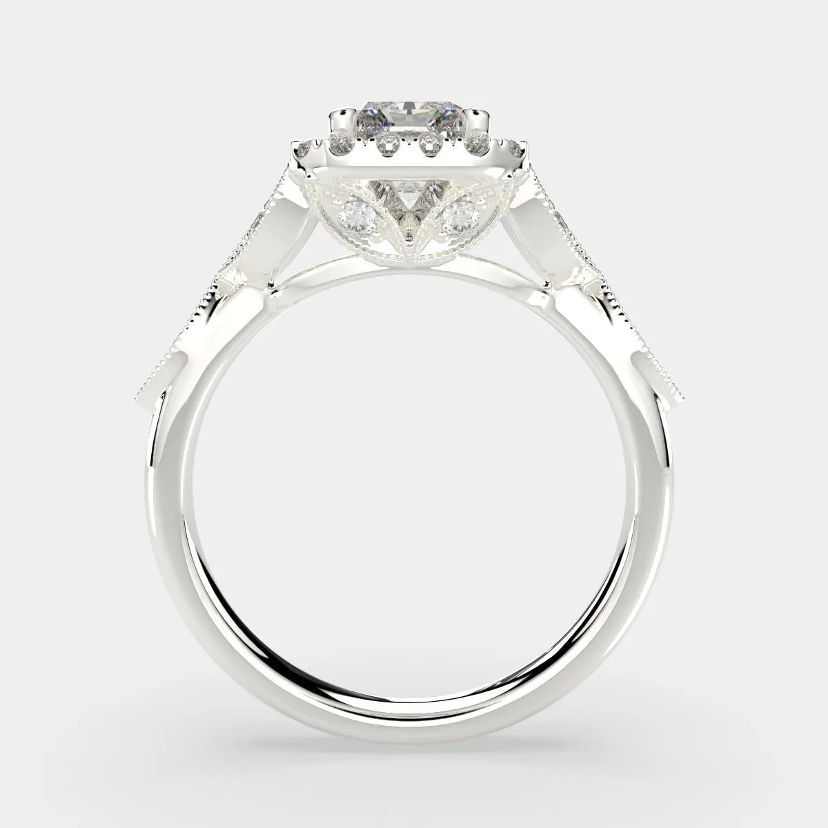 Ada Radiant Cut Halo Pave Engagement Ring Setting