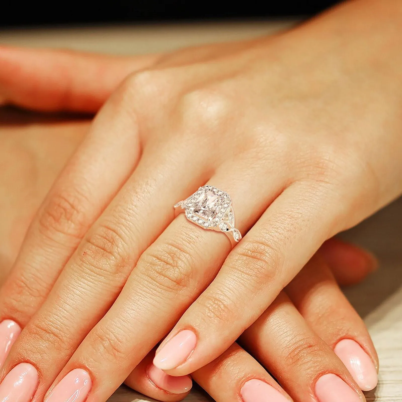 Ada Radiant Cut Halo Pave Engagement Ring Setting