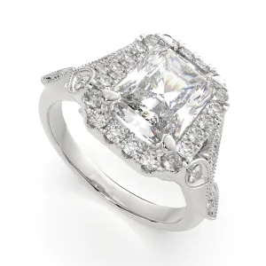 Ada Radiant Cut Halo Pave Engagement Ring Setting
