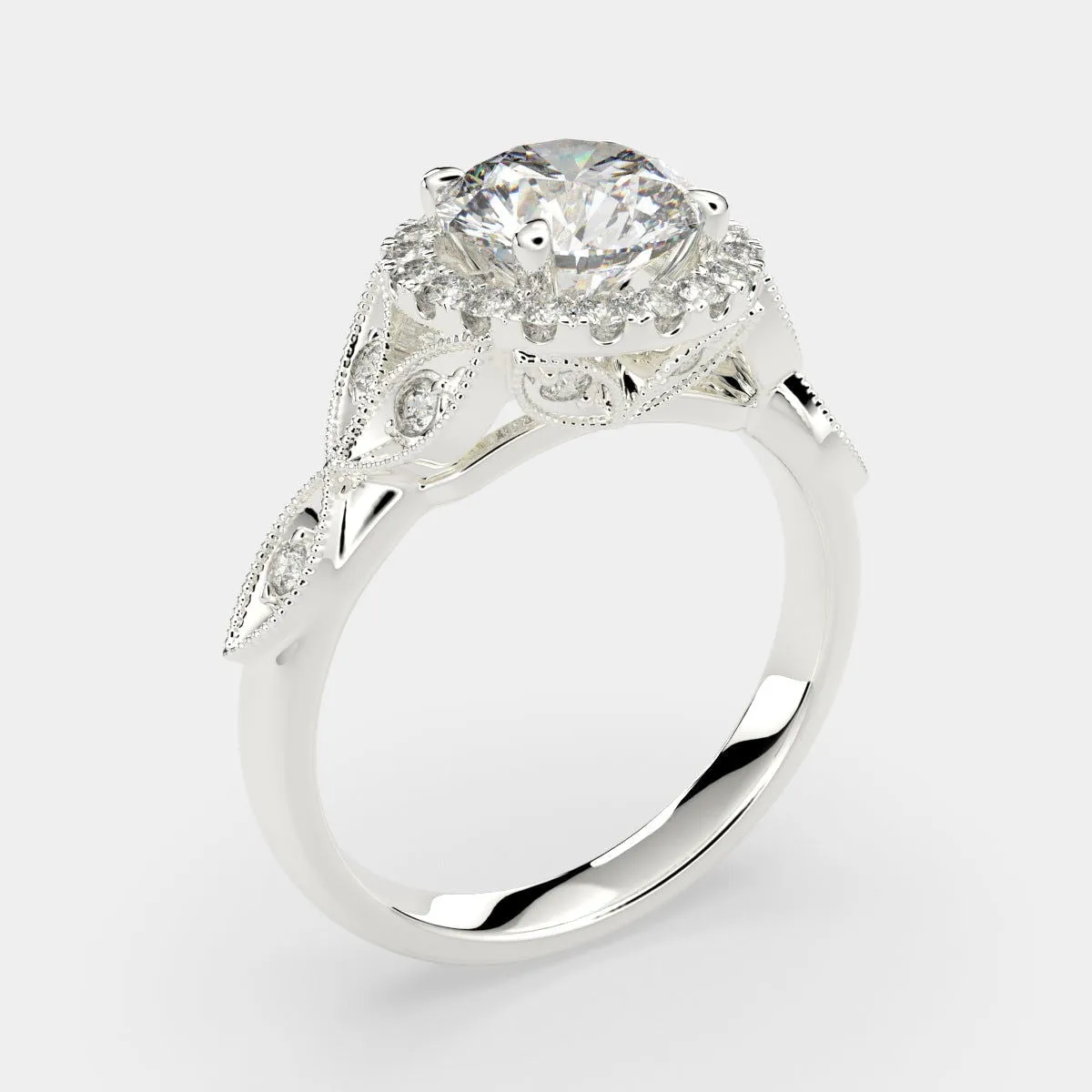 Ada Radiant Cut Halo Pave Engagement Ring Setting